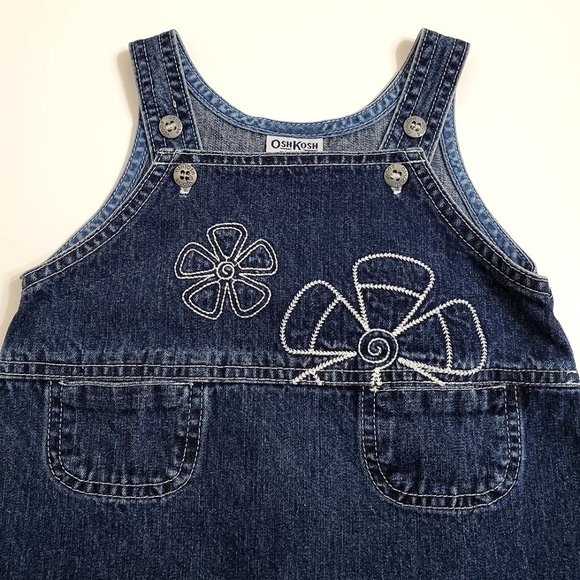 Oshkosh B'gosh Girl Denim Jumper Dress 24 Months Embroidery Blue Canada … - Picture 3 of 8